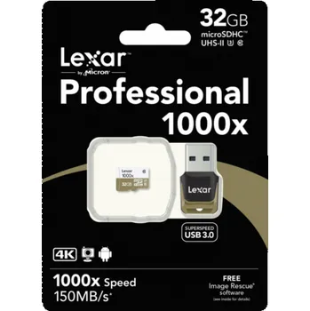 Paměťová karta Lexar microSDHC 1000x 32GB UHS-II with USB 3.0 Reader