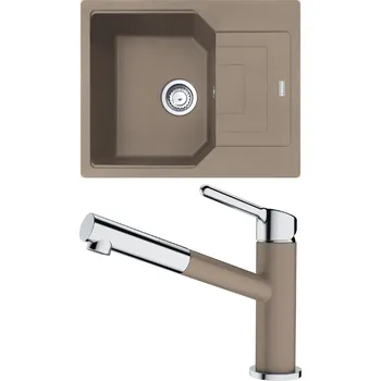 Granitový dřez Set Franke G200 (dřez UBG 611-62 Kašmír + baterie FC 3055.424 ORBIT Chrom/Kašmír) 114.0650.659