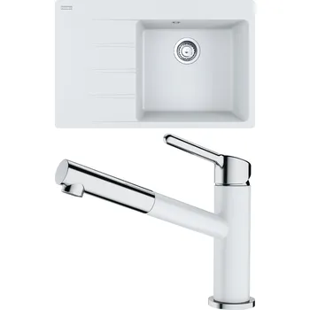 Granitový dřez Set Franke G227 (dřez CNG 611-78 TL/7 Bílá-led + baterie FC 3055.094 ORBIT Chrom/Bílá-led) 114.0650.829