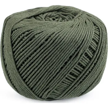 Bavlněná příze macrame Ø2-2,5 mm rozčesávací, barva 15 zelená khaki