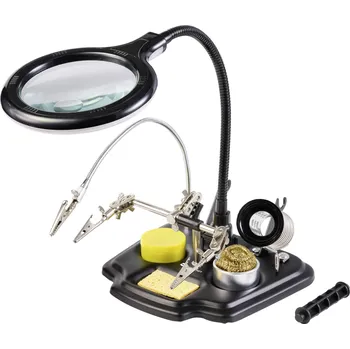 Pracovní světlo TOOLCRAFT TO-7580322 Lupa TOOLCRAFT s LED osvětlením a se třetí rukou. Ručka zvětšení=1.75 x, 4 x 100 mm Třída energetické účinnosti 2021 G (A - G)