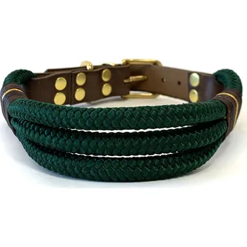 Obojek pro psa SvětTlapky Elegantní obojek pro psy s koženým motáním KIRA TRIO - Zelený Velikost (plíšek není součástí produktu): L
