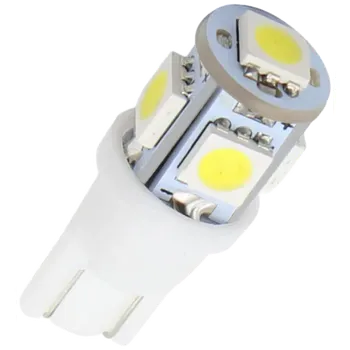 Povinná bezpečnostní výbava LED autožárovka T10 - 5 x LED SMD bílá barva 6000K - bezpaticové, 1ks