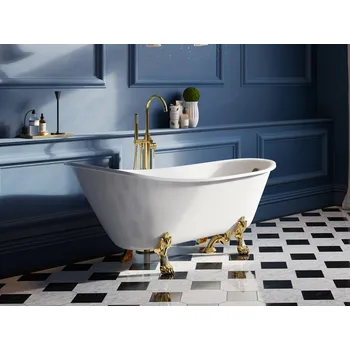 Vana HOPA Volně stojící vana OLAYA bílá + Nožičky k vaně - Chromové, Rozměr vany - 160 × 68 cm, VANOLA160C