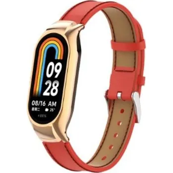 Příslušenství k chytrým hodinkám eses Kožený řemínek pro Xiaomi Smart Band 8, 9 a 10 - Červený