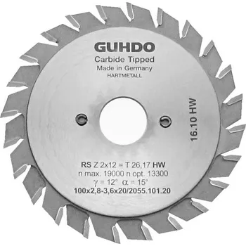 Pilový kotouč GUHDO 2055.101.22 SK předřezový kotouč D100x2,8-3,6xd22 12+12 FZ