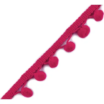 Stuha Pro Háčkování Prýmek 7 mm s bambulkami Ø 10 mm cyklámen