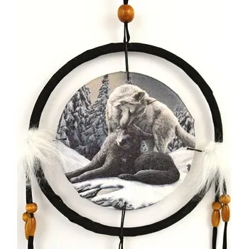 Lapač snů Lapač snů - Vlk bílý a černý, 16 cm