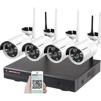 Kompletní kamerový systém Bezdrátový 4 kamerový set WiFi IP PRO WIP4-102B 3MPx, CZ menu