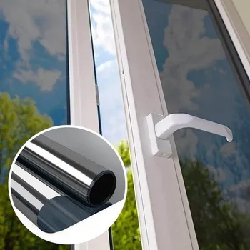 Okenní fólie Recenze Zrcadlová samolepicí fólie na okna šedá 200 x 76 cm