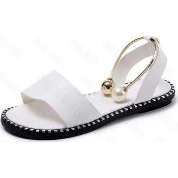Dámské sandále Dámské sandály s perlovým páskem Barva: Bílá, Velikost EUR: 42 (US 10)