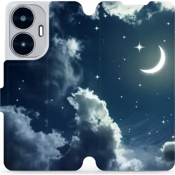 Pouzdro na mobilní telefon Flipové pouzdro Mobiwear - Realme C55 - V145P Noční obloha s měsícem (Knížkové flip pouzdro, obal, kryt na mobil Realme C55 - V145P Noční obloha s měsícem, materiál Umělá kůže + TPU - ochrana 360°, stojánek, silikonová vanička, magnetické zavírání)