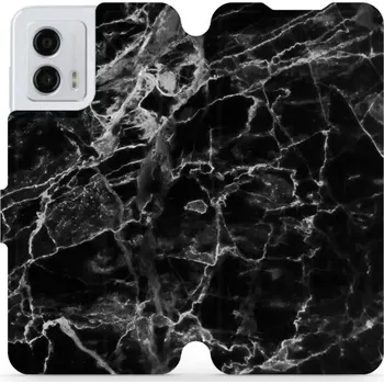 Pouzdro na mobilní telefon Flipové pouzdro Mobiwear - Motorola Moto G53 5G - V056P Černý mramor (Knížkové flip pouzdro, obal, kryt na mobil Motorola Moto G53 5G - V056P Černý mramor, materiál Umělá kůže + TPU - ochrana 360°, stojánek, silikonová vanička, magnetické zavírání)