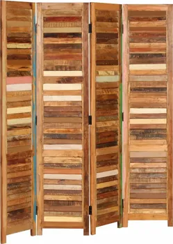 Paraván Paraván 4dílný z masivního recyklovaného dřeva 160 x 170 cm hnědý