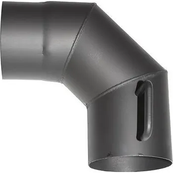 Kouřovod Koleno HS.K 090/130/1,5 mm, s klapkou, kouřovod, kouřové kominové koleno pro spojování trubek kouřovodu