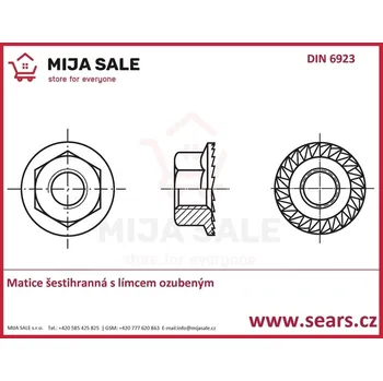 Matice DIN 6923 - M 5 - A2 nerez - Matice šestihranná s límcem ozubeným