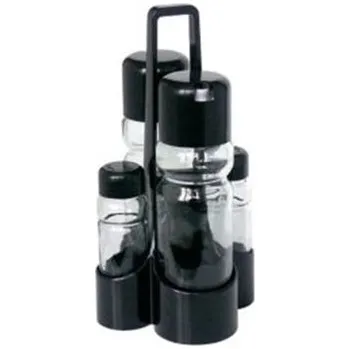 Menážka 4 dílná / olej, ocet, sůl, pepř / plast černá 100031355