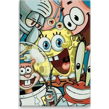 Dětské zboží Malování podle čísel - Spongebob 01 - 40x60 cm, bez dřevěného rámu - CZ výroba