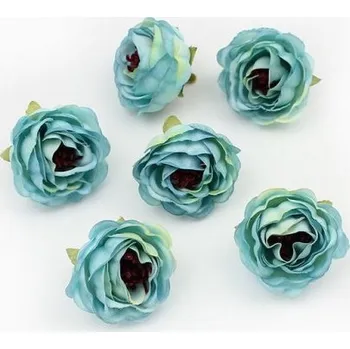 umělá květina Květ kamélie, textilní dekorace, květina modrá