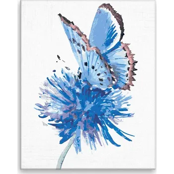 Malování podle čísel - Motýl v modré - 40x50 cm, bez dřevěného rámu - CZ výroba