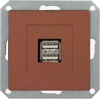 Elektrická zásuvka Timex Zásuvka OPUS 2xUSB s podsvícením premium mahagon