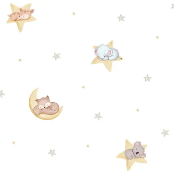 Tapeta ICH Wallcoverings Papírová dětská tapeta s hvězdičkami a zvířátky 450-3, Pippo, ICH Wallcoverings, velikost 0,53 x 10,05 m