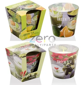 Svíčka Svíčka dárková ve skle s vůni 'Zelený čaj' (115 g) - mix