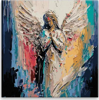 Malování podle čísel - Abstraktní malba anděla - 40x40 cm, bez dřevěného rámu - CZ výroba