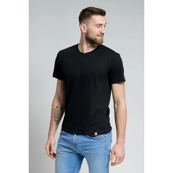 Bavlněné triko CityZen Bondy černé výstřih do V Velikost: S