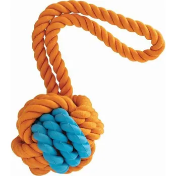 Hračka pro psa Hračka HIPHOP bavlna - Monty míč s přírodní gumou a poutkem 29cm (MIX BAREV)