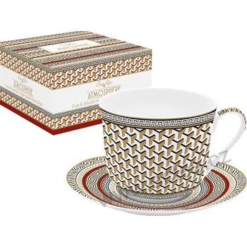 Easy Life NEOCLASSIC velký porcelánový jumbo šálek a podšálek s barevnými ornamenty *ATMOSPHERE* 400ml