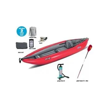 Kajak Gumotex TWIST 1 SET - I Červená kajak + zdarma 1x pádlo TNP 2.díl + pumpa Bravo 4Ls manometrem + obal na mobil EG + sada lepení + transportní obal + termotrička Coolmax a klíčenku EG