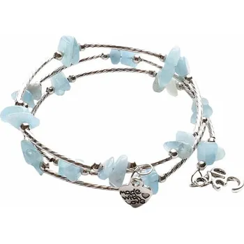 Náramek Akvamarín a ocel módní náramek trojitý obvod cca 16 až 26 cm