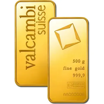 Zlatý slitek 500 g Valcambi ražený