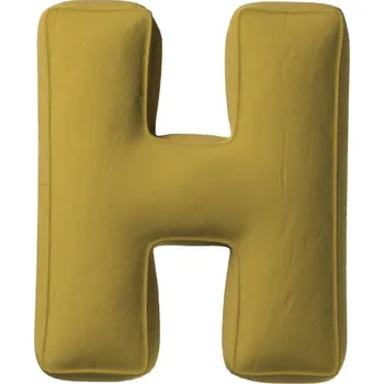 Polštář Yellow Tipi Olivově zelený sametový polštář písmeno H 40 cm