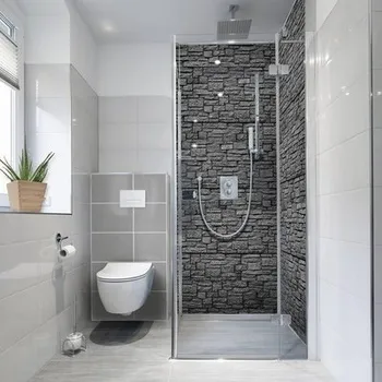 Obklad Samolepící PVC tapeta do koupelny mySPOTTI fresh Steinwand anthr.100x210 cm