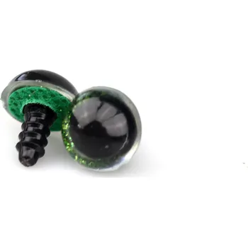 Pro Háčkování Oči bezpečnostní třpytivé zelené, 10 mm