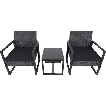 Zahradní sestava Casarredo Zahradní ratanový set MADEIRA 2 křesla + 1 stůl černá
