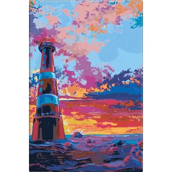 Dětské zboží Malování podle čísel - Maják v barvách - 40x60 cm, bez dřevěného rámu - CZ výroba