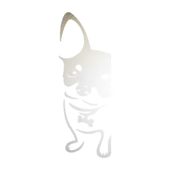 Polep vozidla SAMOLEPKA Pes 186 levá čivava (82 - odrazková reflexní bílá) NA AUTO, NÁLEPKA, FÓLIE, POLEP, TUNING, VLASTNÍ TEXT, TISK, AUTOSAMOLEPKY.cz, POLEPY, OBRÁZEK, LOGO, SAMOLEPKY