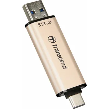 USB flash disk Transcend 512GB JetFlash 930C, USB-C/USB 3.2 (Gen 1) duální flash disk, 420MB/s R, 400MB/s W, zlatý