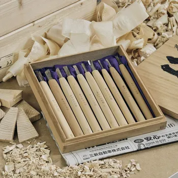 Dláto Sada japonských ručně-vyráběných řezbářských dlát SEIGEN SAKU SOU Yasuki Blue Paper Steel - 10 kusů