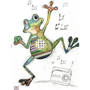 Papery Embosované přání do obálky ŽABKA S NOTAMI