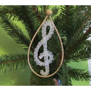 Vánoční ozdoba Paličkovaná ozdoba Houslový klíč 2