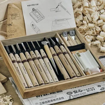 Dláto Sada japonských ručně-vyráběných řezbářských dlát SEIGEN SAKU HIRAKU - 10 kusů