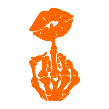 Samolepicí dekorace na vozidlo F*ck off polib mi levá kostra a rty (73 - Fluorescentní oranžová) SAMOLEPKA NA AUTO, NÁLEPKA, FÓLIE, POLEP, TUNING, VLASTNÍ TEXT, TISK, AUTOSAMOLEPKY.cz, POLEPY, OBRÁZEK, LOGO, 3D STICKERS