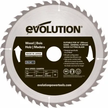 Okružní pila Evolution Widia kotoučová pila na řezání dřeva 255x25mm 40z (EVO-255-40-D)