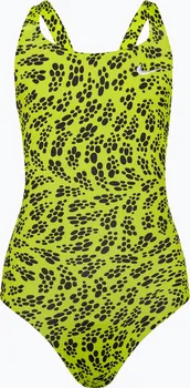 Dámské plavky Dětské jednodílné plavky Nike Fastback s vícenásobným potiskem Green NESSC755-312