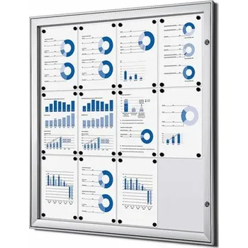 Vnitřní uzamykatelná vitrína stříbrná - vnitřní hloubka 13mm, Formát: 12 x A4 SCS12xA4