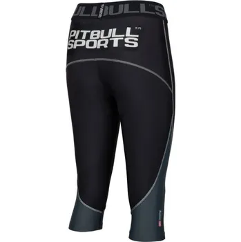 Dámské legíny PitBull West Coast - dámské fitness 3/4 legíny COMPRESSION černé XS